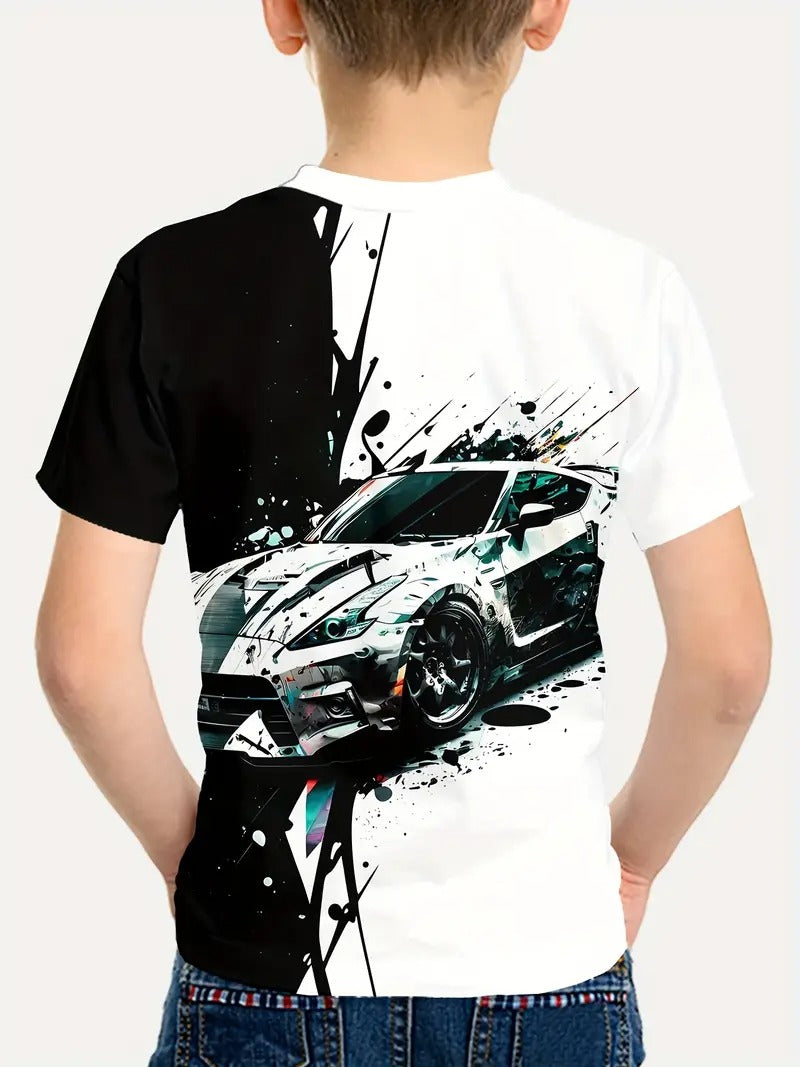 boys' 3d printed graphic t shirt casual short sleeve round
