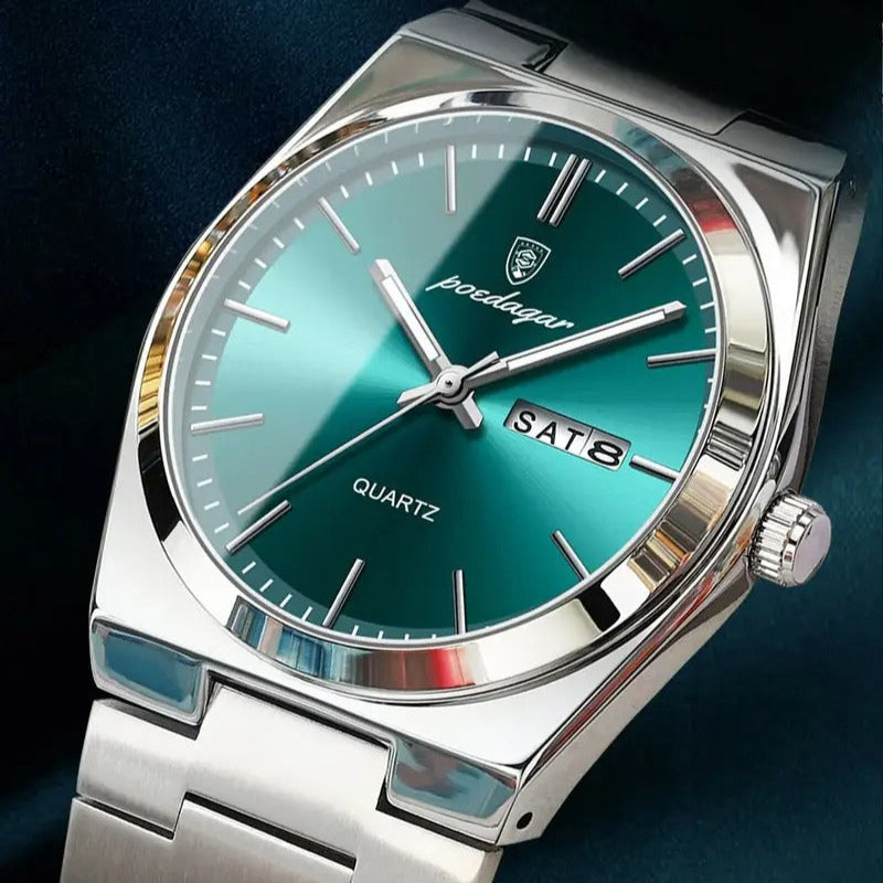 new mens stainless steel quartz wristwatch luminous calendar mens watch for gifts - jewelry & accessories