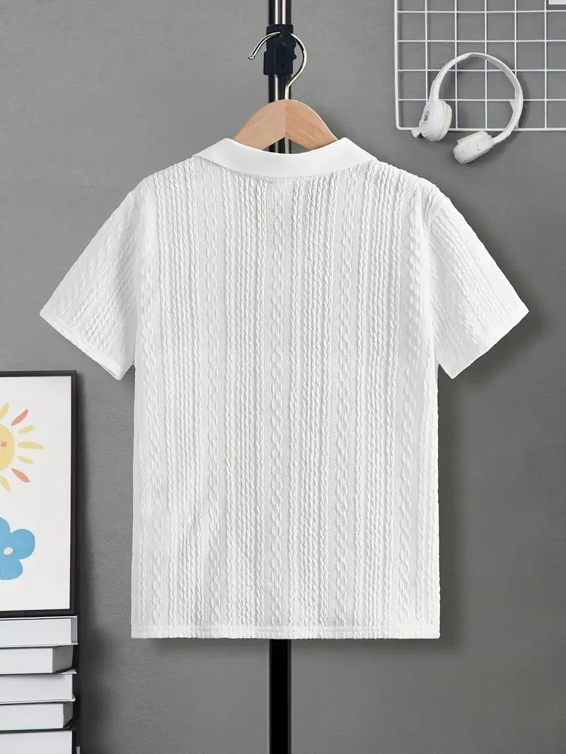 boys' spring_summer basic versatile solid color shirt top