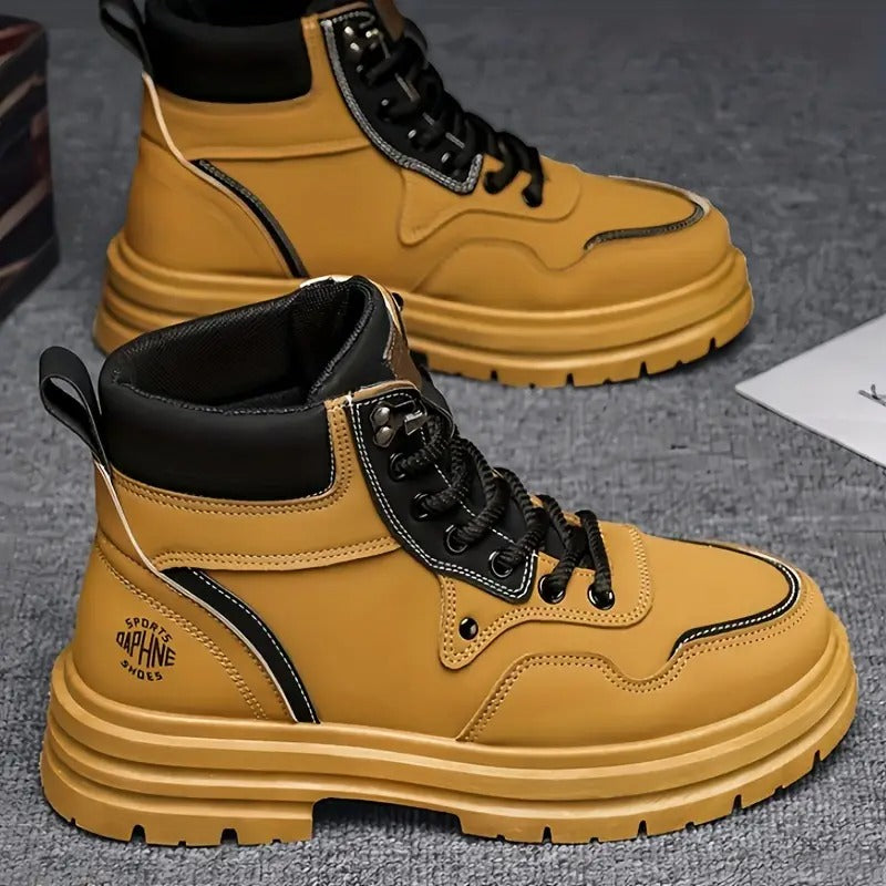 large size high top casual shoes short boots mens boots high top trendy versatile british style short boots top work boots mens hiking boots
