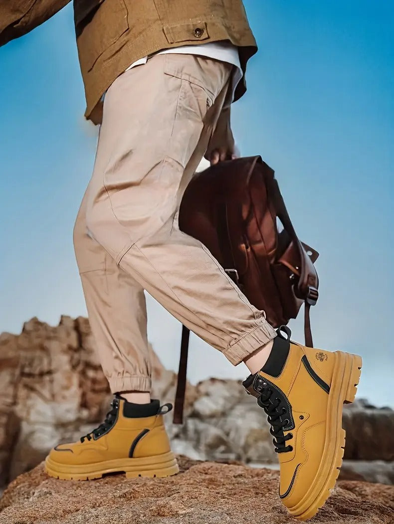 large size high top casual shoes short boots mens boots high top trendy versatile british style short boots top work boots mens hiking boots