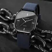 mens trendy square minimalist quartz watch with a scale dial 1pc set does not a watch box