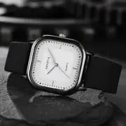 mens trendy square minimalist quartz watch with a scale dial 1pc set does not a watch box